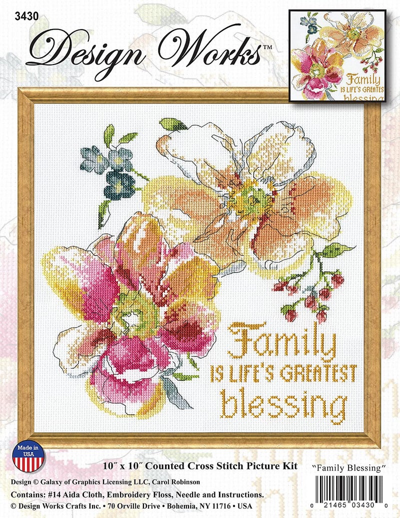 Design Works Crafts, Family Blessings Counted Cross Stitch Kit - Image 2